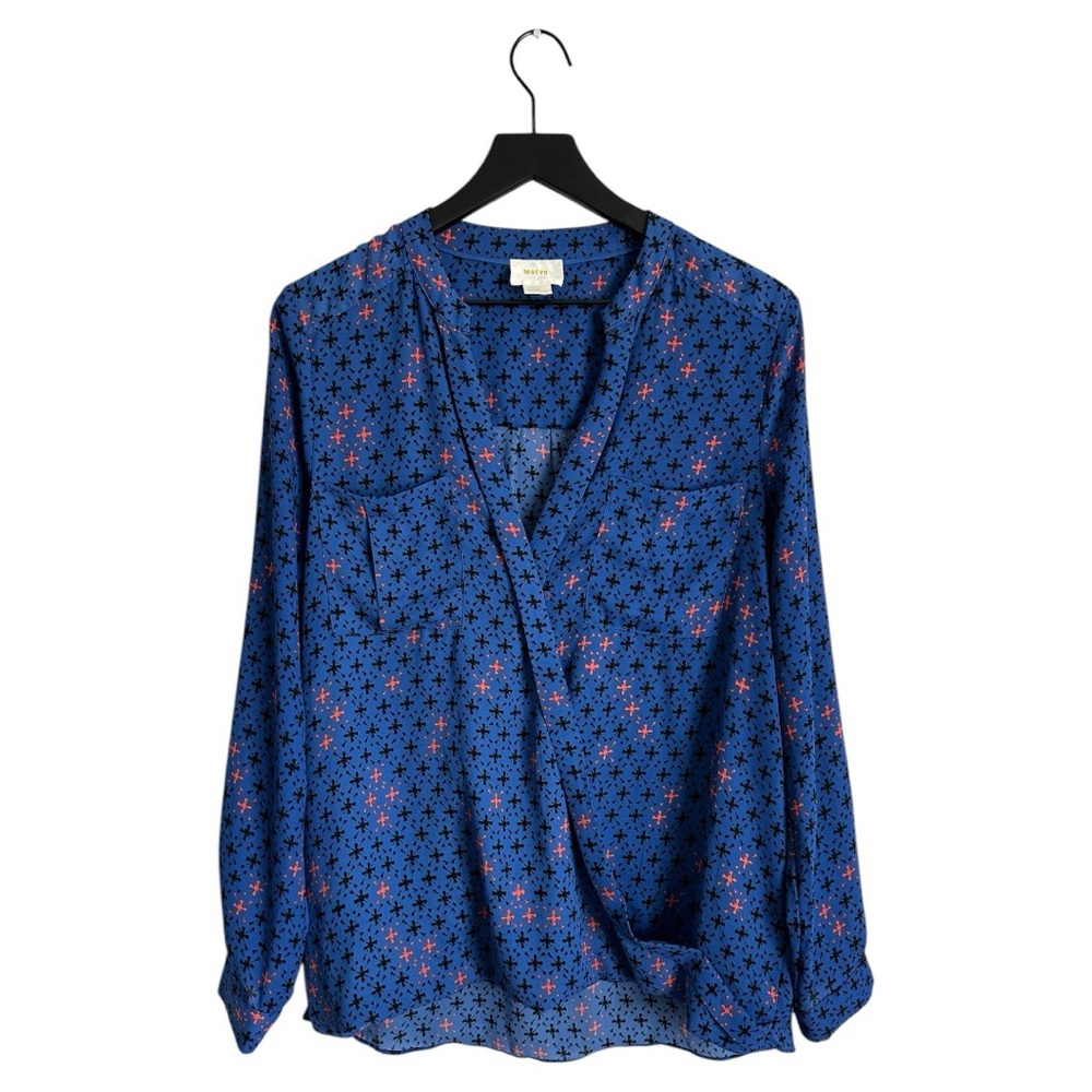 Maeve Blue and Red Star Print Blouse